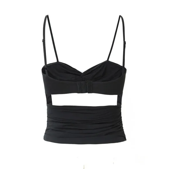 NWT Danielle Guizio Beia Twist Top Black Size Large - Picture 4 of 16